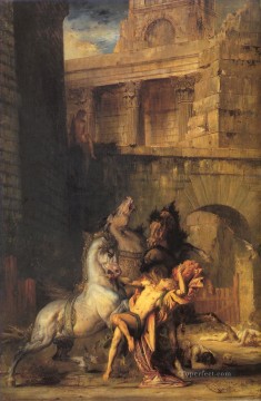 Caballo Painting - Diomedes devorado por sus caballos Simbolismo mitológico bíblico Gustave Moreau